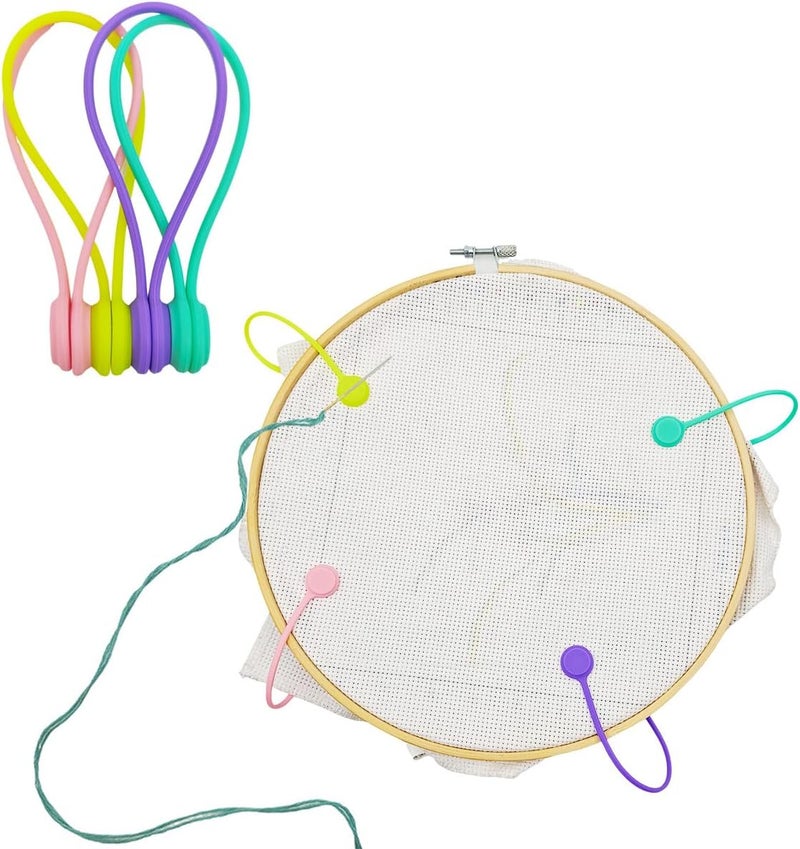 MAGNEECH 4 pcs Needle Minders Magnetic Cross Stitch Fabric Clips, Macron Color Magnetic Needle Minder, Perfect Cross-Stitch Embroidery and Needlework Accessories, Ideal Gift for Craft Enthusiasts - Image 1